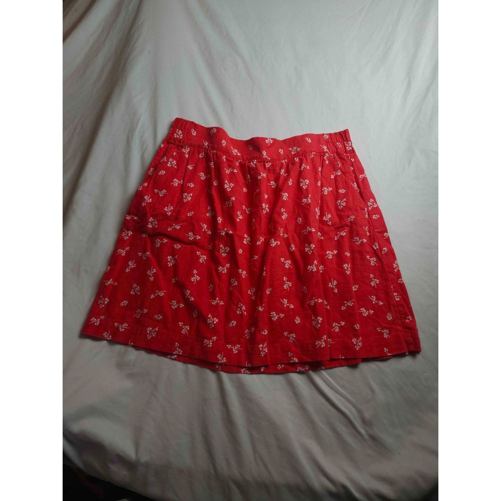 Loft‎ Outlet Mini Skirt L Red Floral Hyper Feminine Summer Cottagecore Vacation